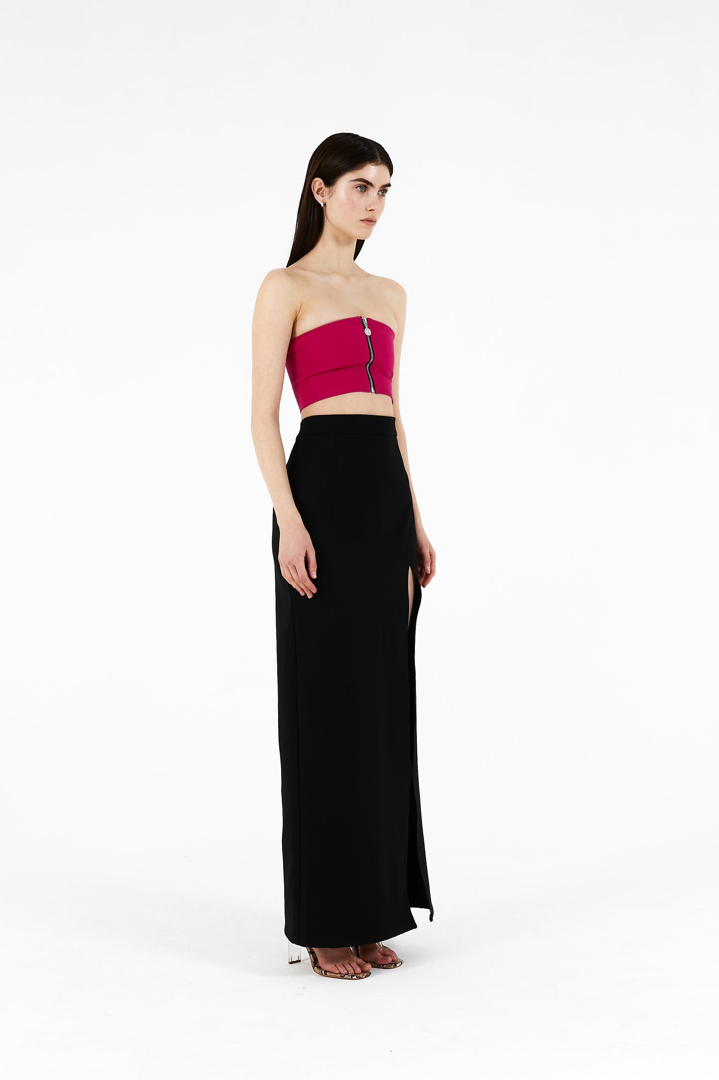 Zip cropped bandeau top