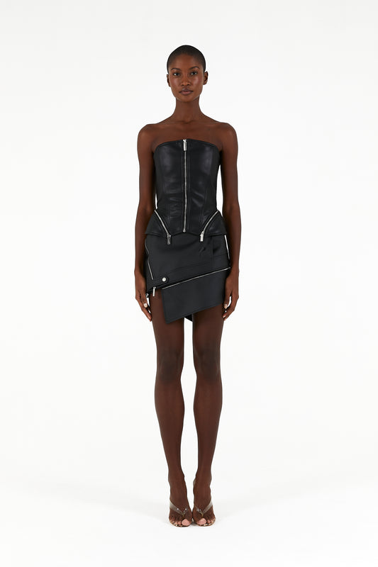 Leather zip lock corset