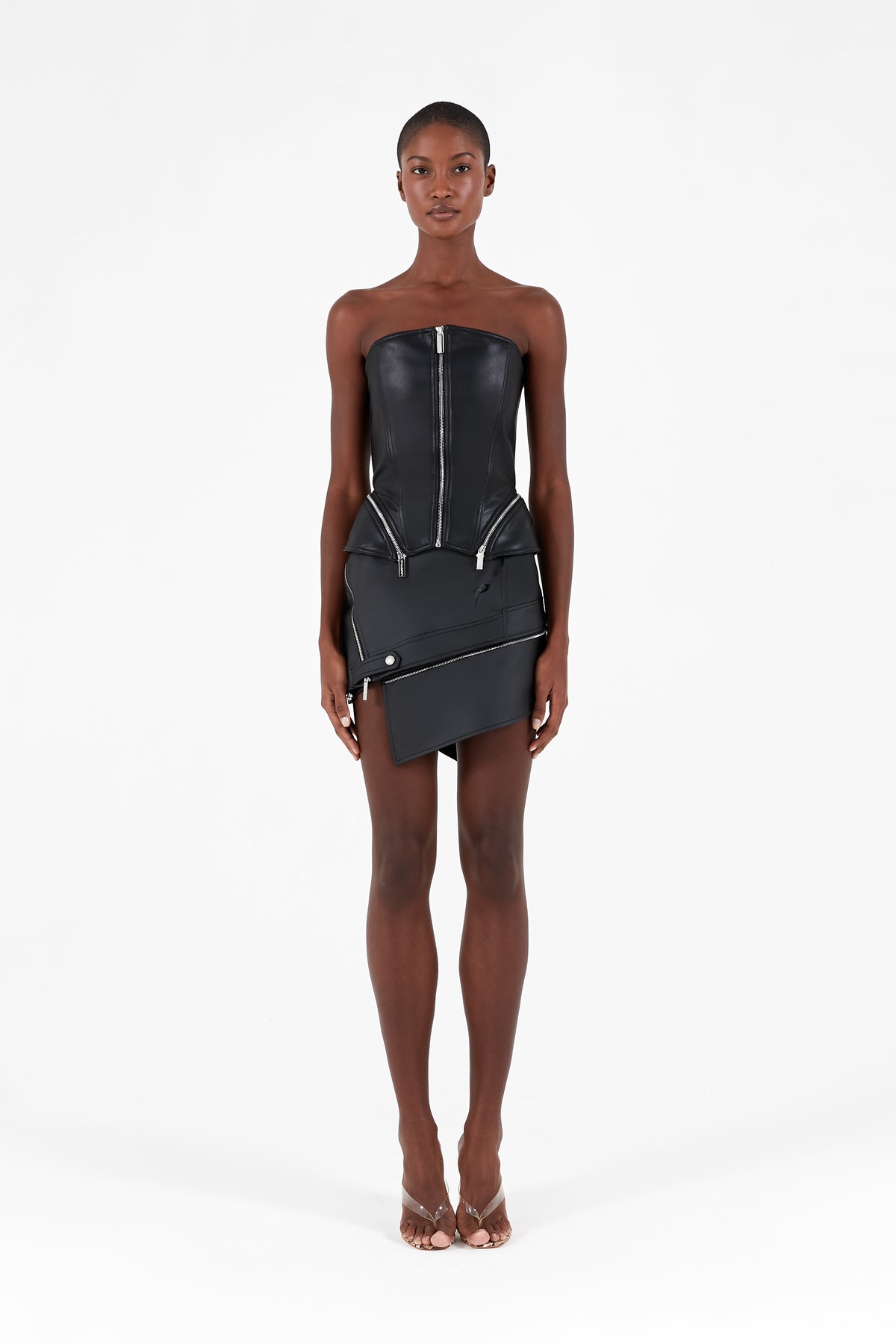 Leather zip lock corset