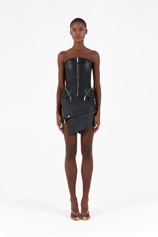 Leather zip lock corset