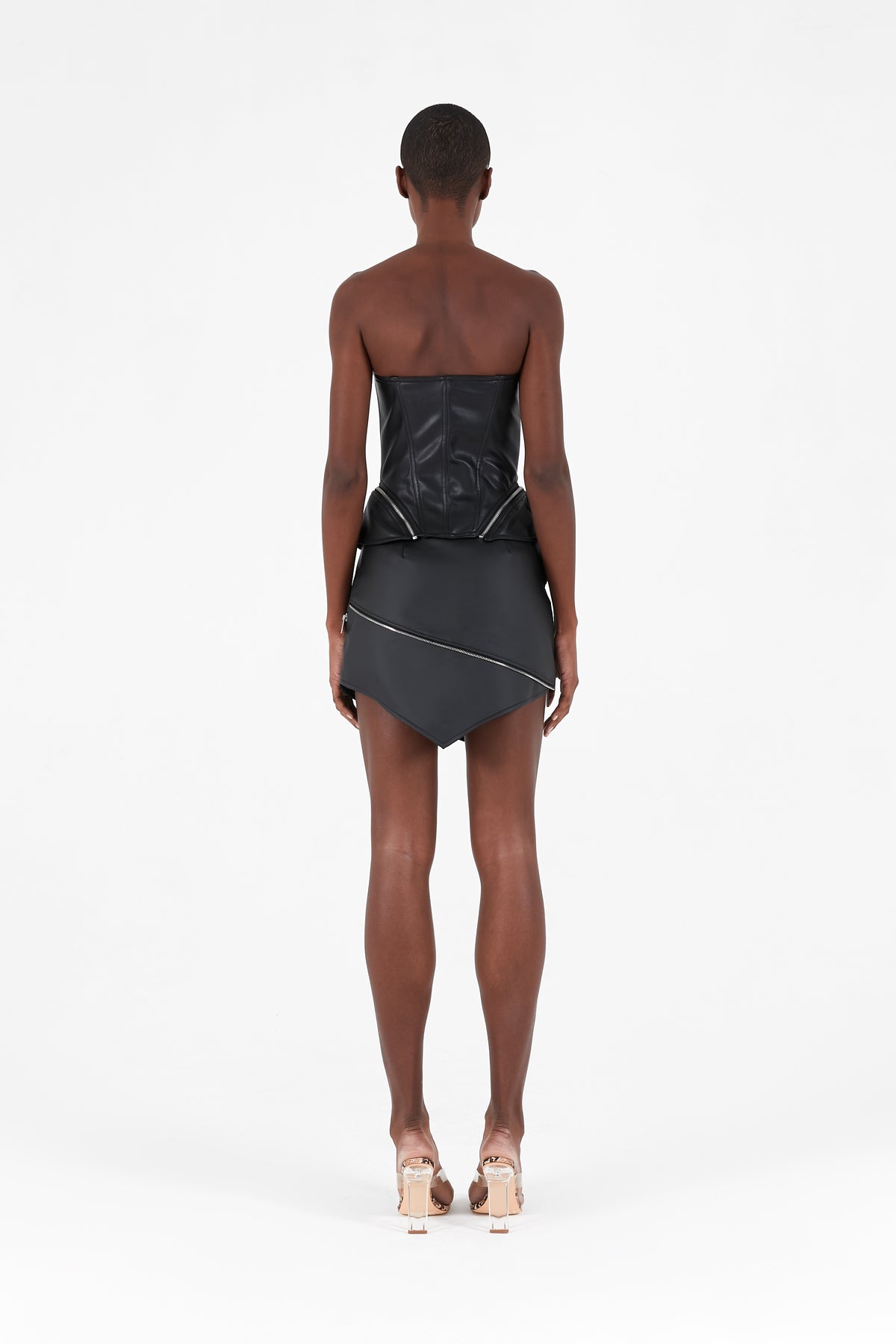 Leather zip lock corset
