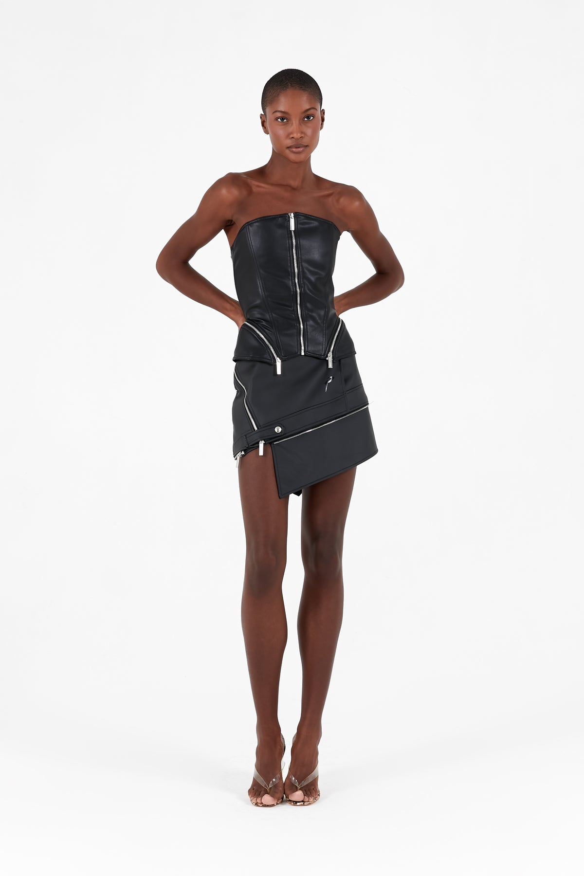 Leather zip lock corset