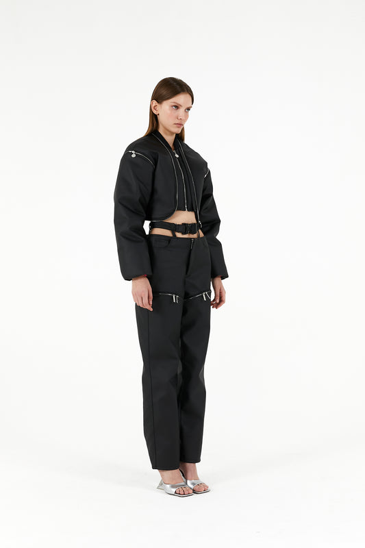 Leather zip lock bomber