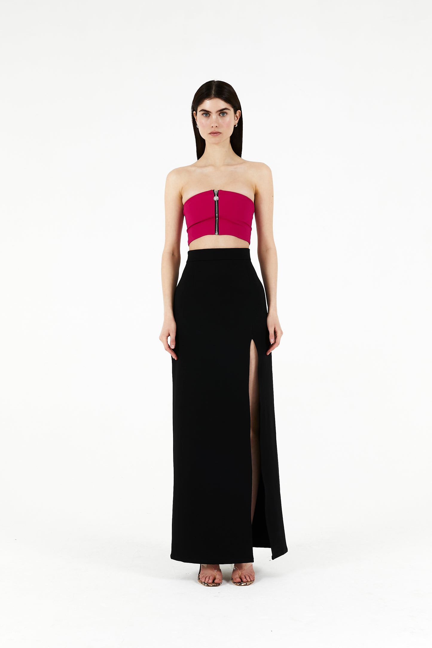 Zip cropped bandeau top