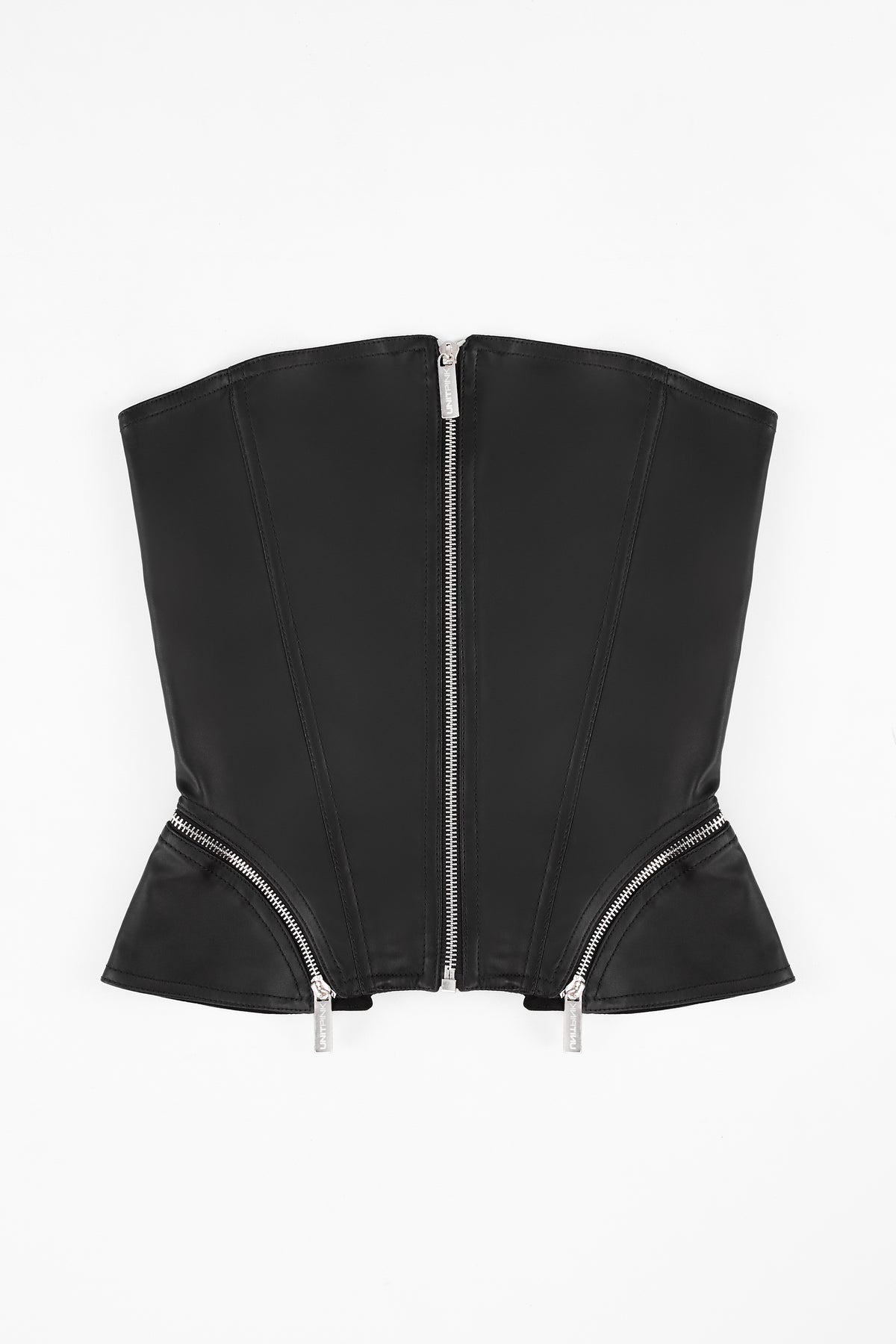 Leather zip lock corset